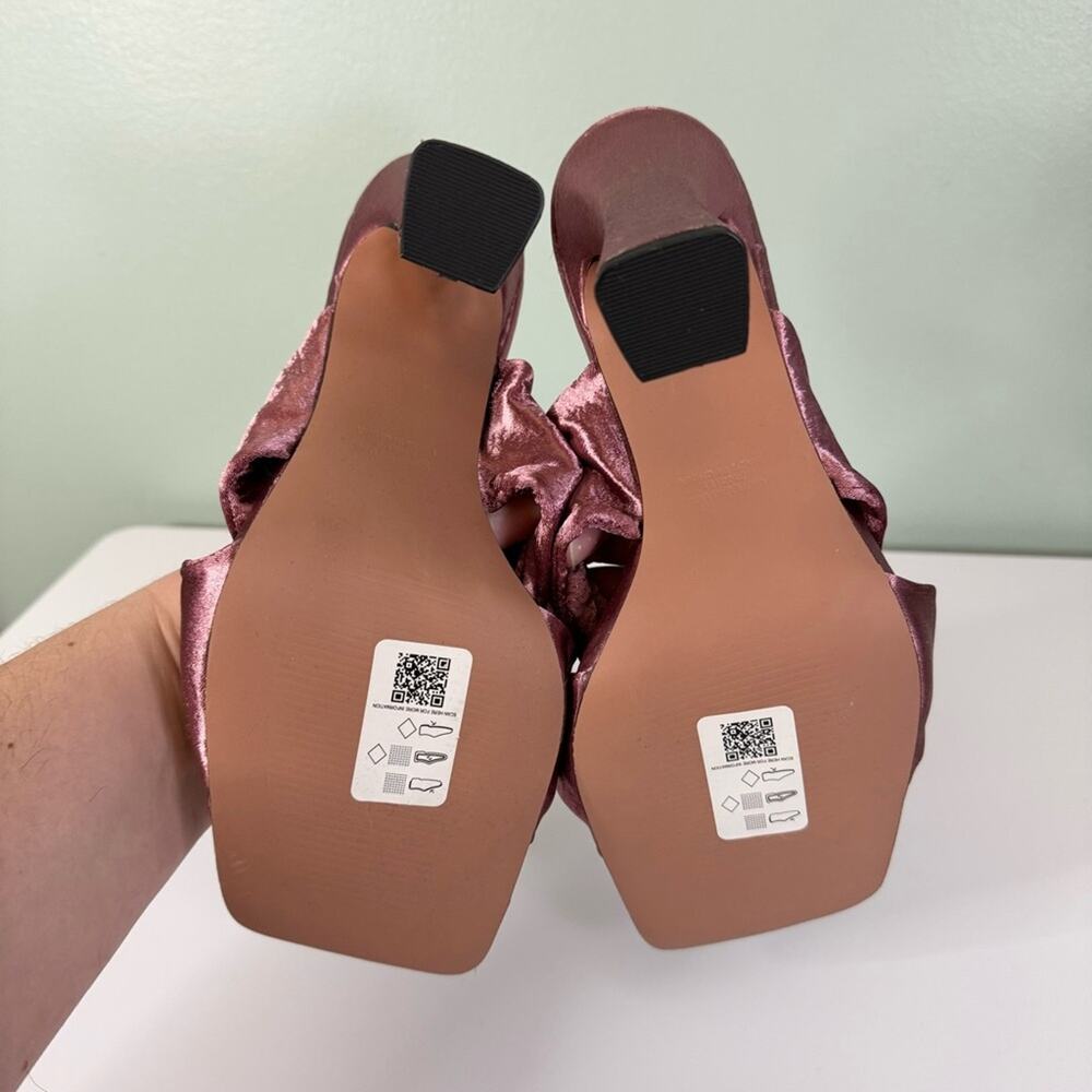 Asos Design Norbiton Square Toe Wide Chunky Heels Twist Mules Sandal Pink US 9 - Picture 5 of 8